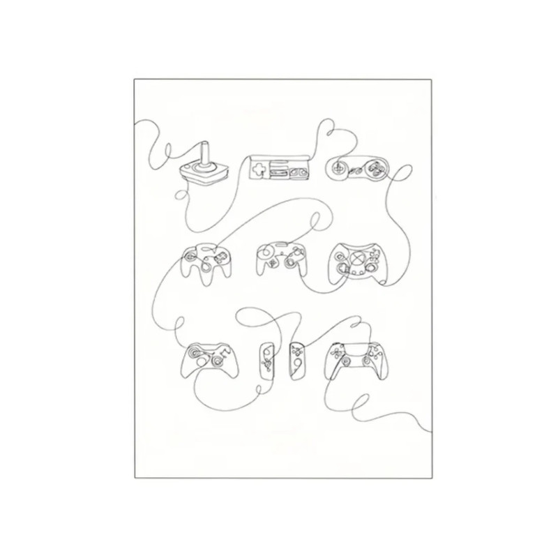 Retro Gaming Controller Line Art Poster  Poster - (40x1x60cm) - ملصق